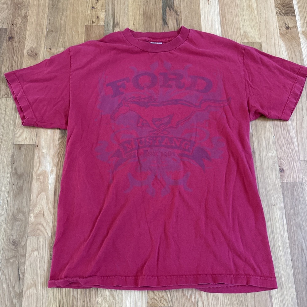 Men's Vintage Y2K Alstyle Apparel Ford Mustang Graphic Print Red Shirt Size L